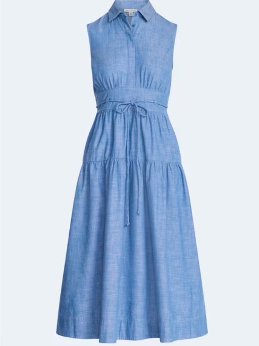 NWT Free Assembly Light Blue Sleeveless Cotton Maxi Shirtdress Belt XL